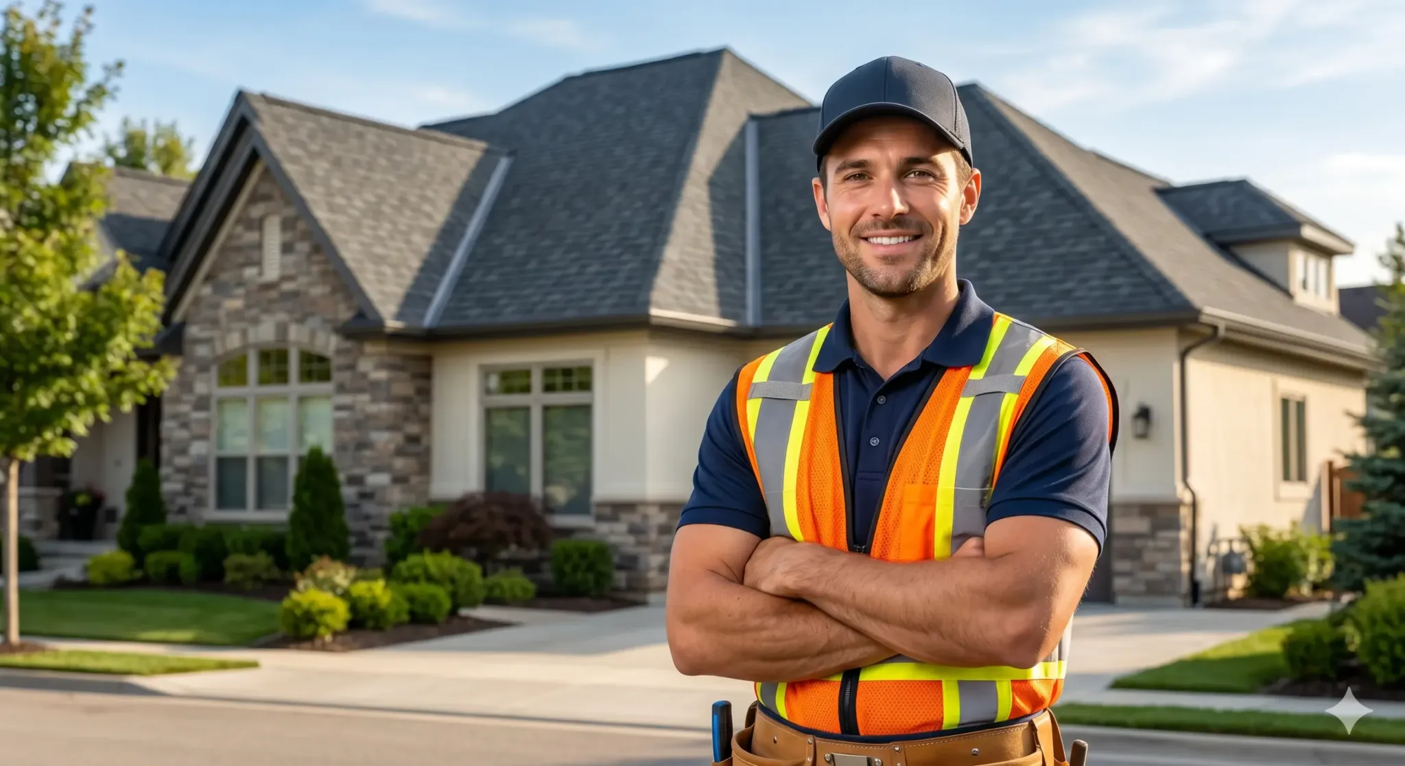 SummitShield roofing contractor in front of a residential property